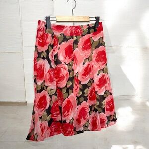 Vintage Floral Red Skirt whimsigoth boho punk 5/6 coquette